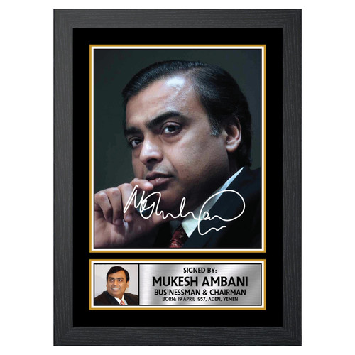 Mukesh Ambani Famous Businessmen Printed Autograph Poster Print Photo Signature Gift