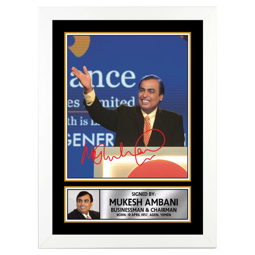 Mukesh Ambani 2 Famous Businessmen Printed Autograph Poster Print Photo Signature Gift