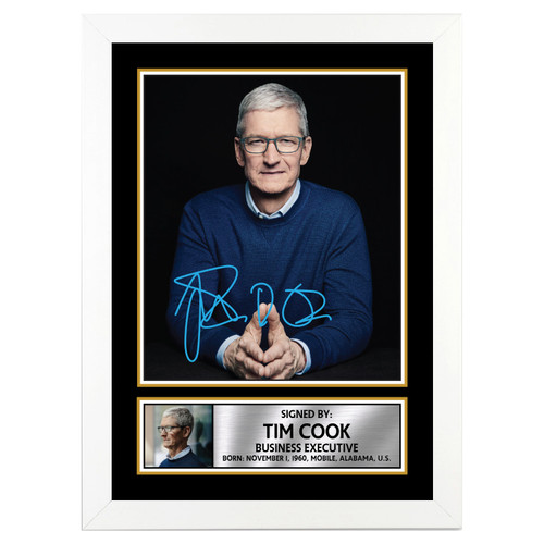 Tim Cook Printed Autograph 2 Famous Businessmen Printed Autograph Poster Print Photo Signature Gift