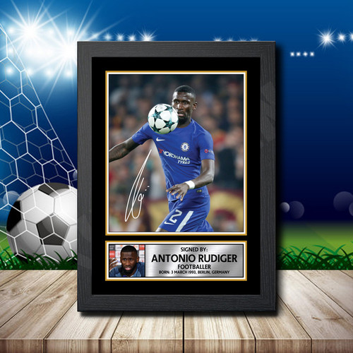 ANTONIO RUDIGER 2 Footballer printed autograph poster print