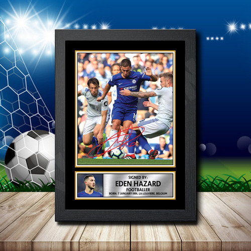 EDEN HAZARD Footballer printed autograph poster print
