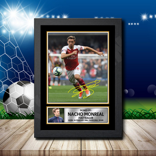Nacho Monreal 3 Footballer printed autograph poster print