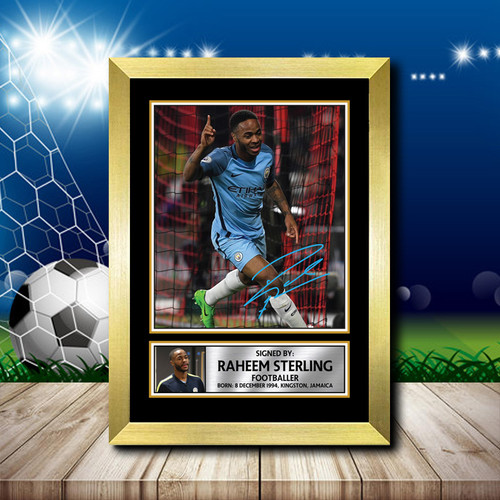 Raheem Sterling Footballer printed autograph poster print