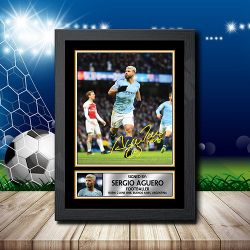 Sergio Aguero 3 Footballer printed autograph poster print