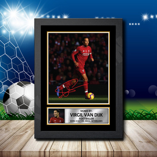 Virgil Van Dijk Footballer printed autograph poster print