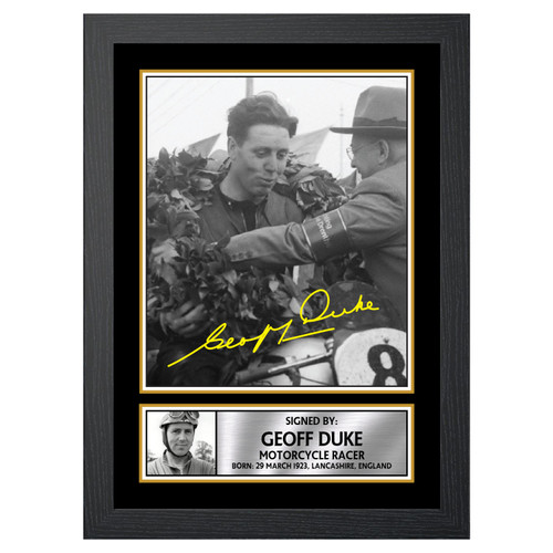 Geoff Duke M503 Motor Racer Printed Autograph Poster Print Photo Signature Gift