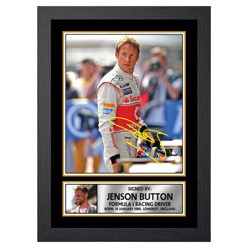 Jenson Button M499 Motor Racer Printed Autograph Poster Print Photo Signature Gift