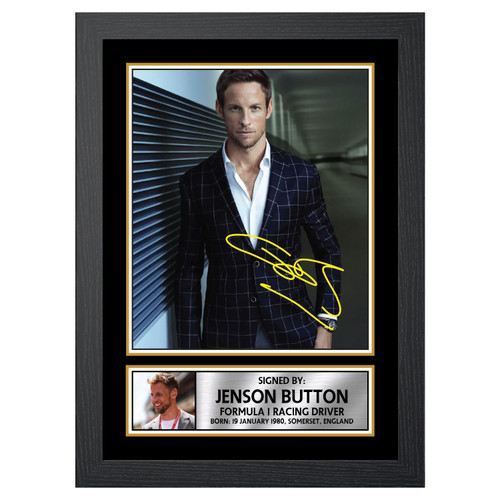 Jenson Button Motor Racer Printed Autograph Poster Print Photo Signature Gift