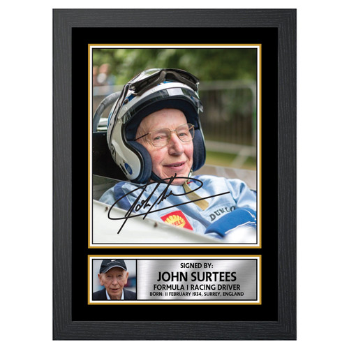 John Surtees M508 Motor Racer Printed Autograph Poster Print Photo Signature Gift