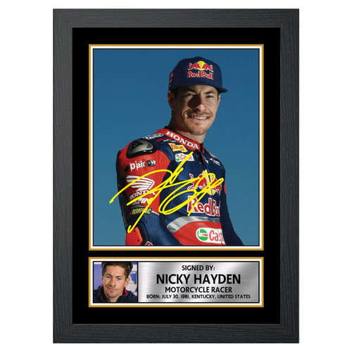 Nicky Hayden M522 Motor Racer Printed Autograph Poster Print Photo Signature Gift