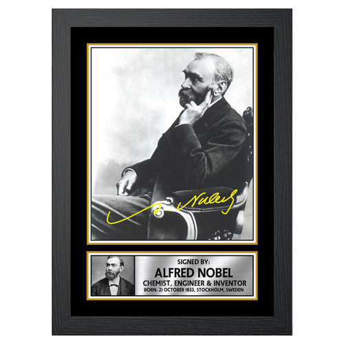 Alfred Nobel Scientist printed autograph poster print
