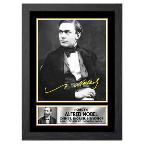Alfred Nobel Scientist printed autograph poster print