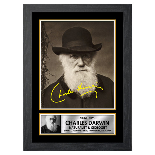 Charles Darwin Scientist printed autograph poster print