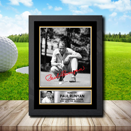 Paul Runyan Golf printed autograph poster print
