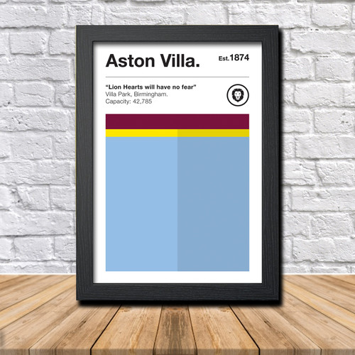 Retro Aston Villa Club Colours Aston Villa Fan Football Poster