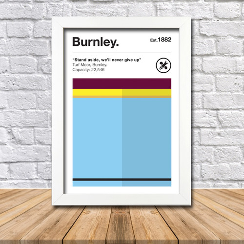 Retro Burnley Club Colours Burnley Fan Football Poster