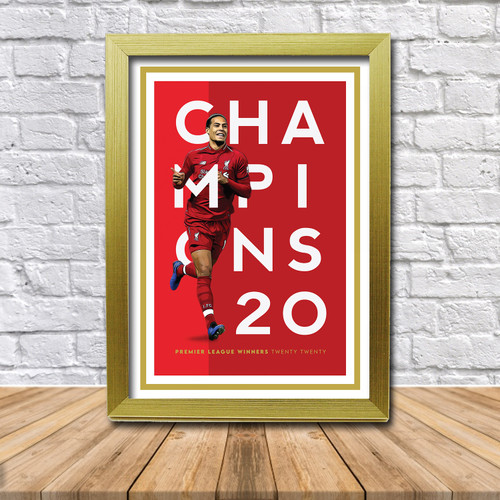 Champions of England Liverpool Virgil Van Dijk Limited Edition Poster Print 2020
