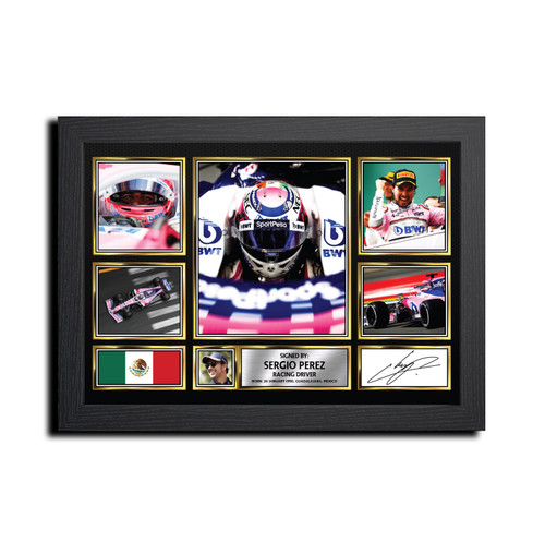 Sergio Perez printed autograph poster print