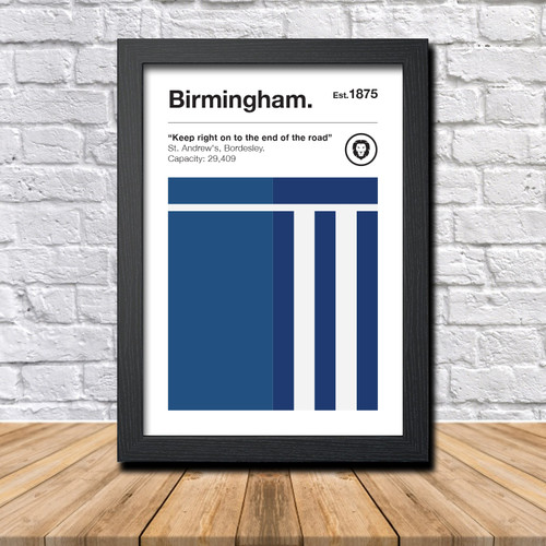 Retro Birmingham Club Colours Birmingham Fan Championship Football Crest Poster Print