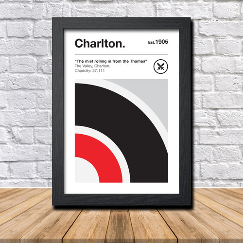 Retro Charlton Club Colours Charlton Fan Championship Football Crest Poster Print