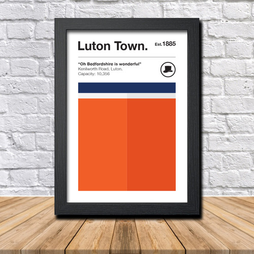 Retro Luton Club Colours Luton Fan Championship Football Crest Poster Print