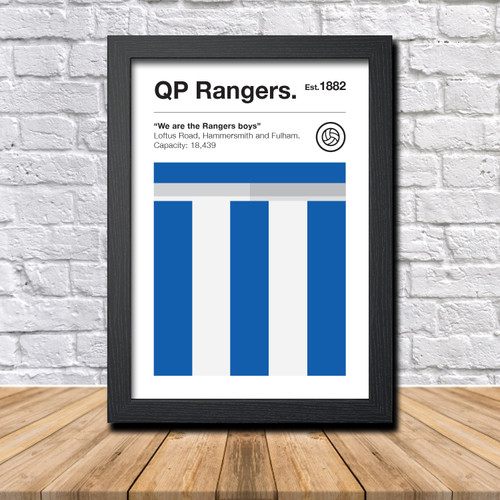 Retro QPR Club Colours QPR Fan Championship Football Crest Poster Print