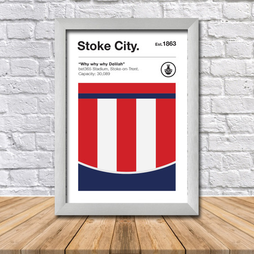Retro Stoke Club Colours Stoke Fan Championship Football Crest Poster Print - view 2