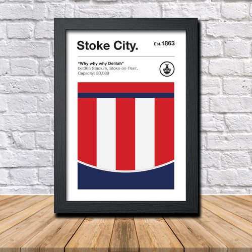 Retro Stoke Club Colours Stoke Fan Championship Football Crest Poster Print