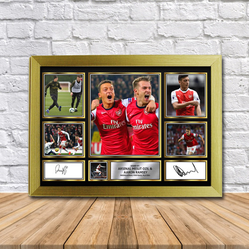 Arsenal Mesut Ozil & Aaron Ramsey Gift Framed printed autograph poster print