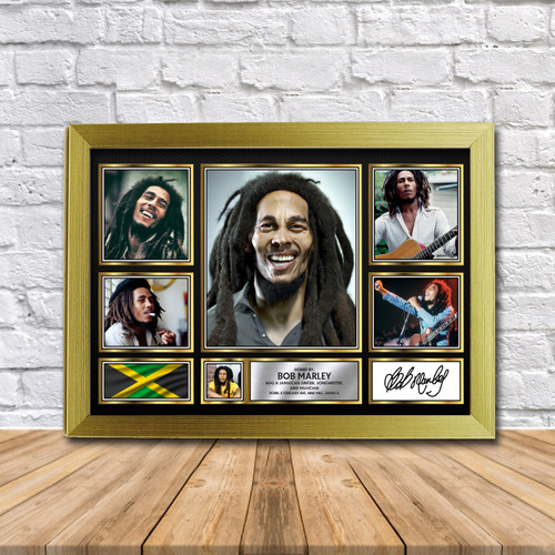 Bob Marley Music Gift Framed printed autograph poster print