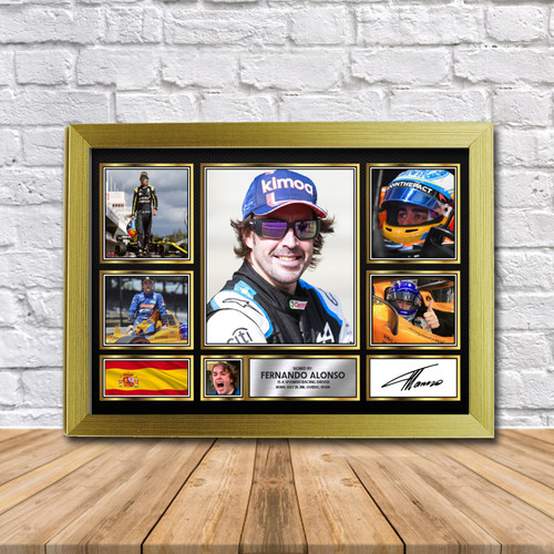 Fernando Alonso Formuna 1 Gift Framed printed autograph poster print