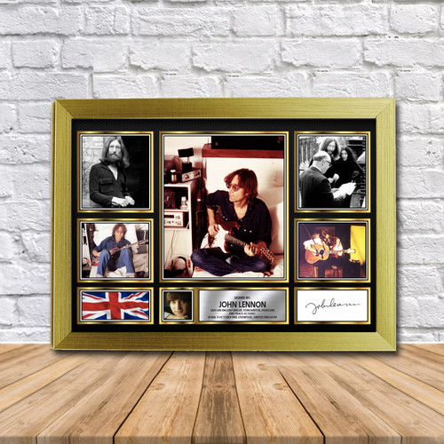 John Lennon Music Gift Framed printed autograph poster print