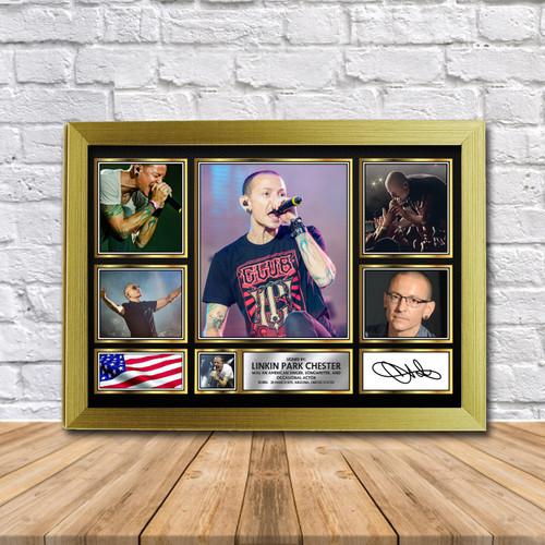 Linkin Park Chester Music Gift Framed printed autograph poster print