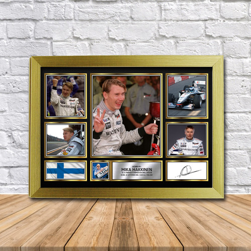 Mika Hakkinen Motorsport Gift Framed printed autograph poster print