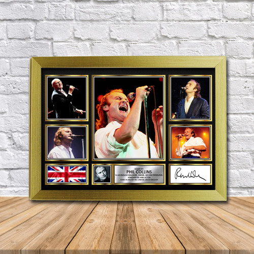 Phil Collins Music Gift Framed printed autograph poster print