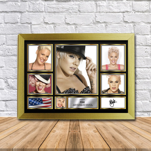 Pink Music Gift Framed printed autograph poster print