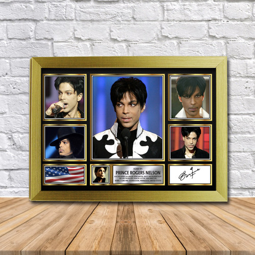 Prince Rogers Nelson Music Gift Framed printed autograph poster print