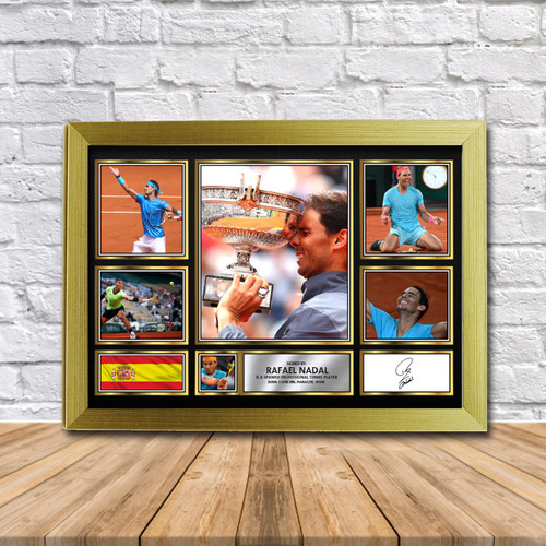 Rafael Nadal Tennis Gift Framed printed autograph poster print