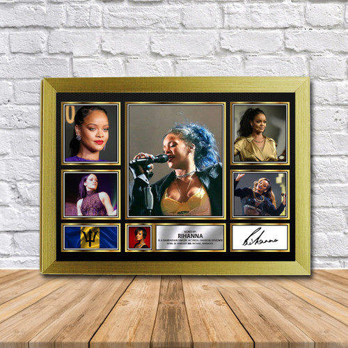 Rihanna Music Gift Framed printed autograph poster print