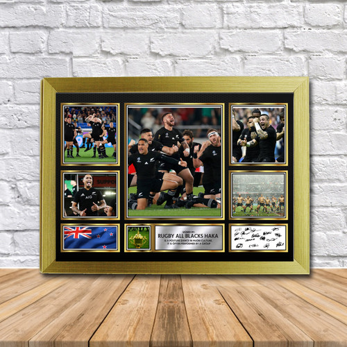 Rugby All Blacks Haka Gift Framed printed autograph poster print