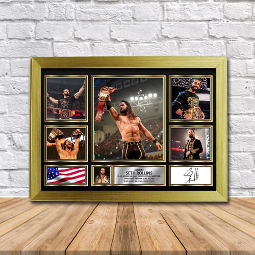 Seth Rollins WWE Wrestling Gift Framed printed autograph poster print
