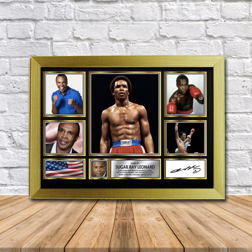 Sugar Ray Leonard Boxing Gift Framed printed autograph poster print