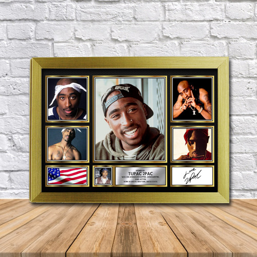 Tupac 2pac Music Gift Framed printed autograph poster print