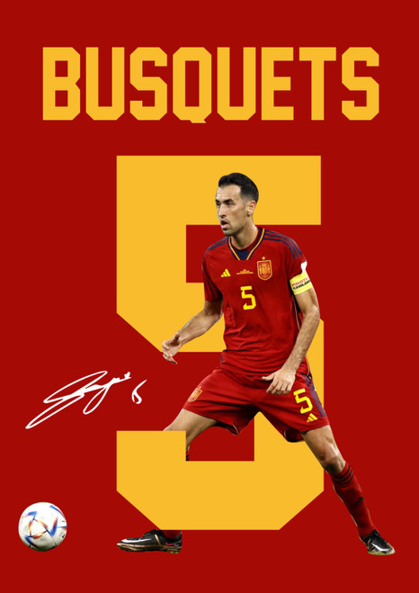 Sergio Busquets printed autograph poster print
