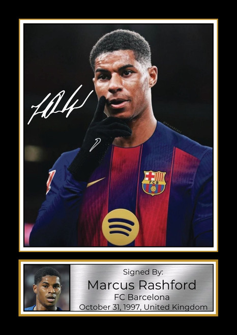 Marcus Rashford printed autograph poster print