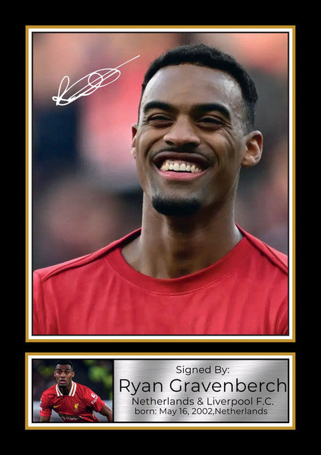 Ryan Gravenberch printed autograph poster print