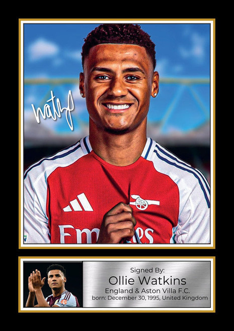 Ollie Watkins printed autograph poster print