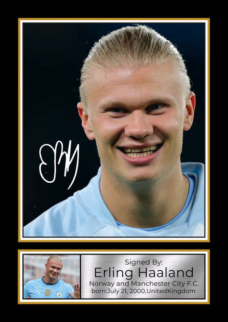 Erling Haaland printed autograph poster print