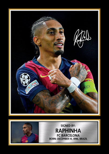 Raphinha printed autograph poster print