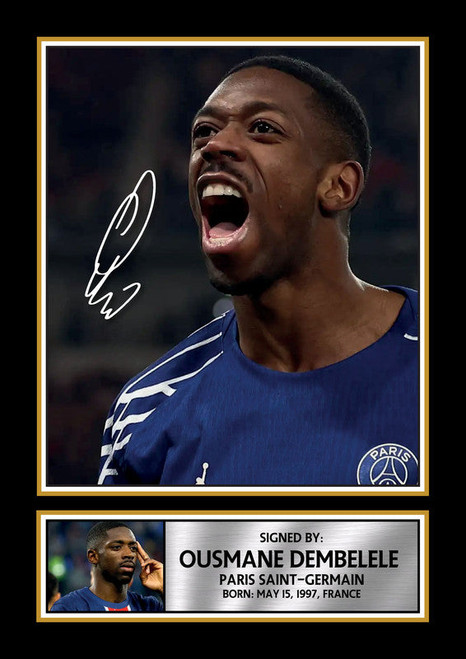 Ousmane Dembélé printed autograph poster print